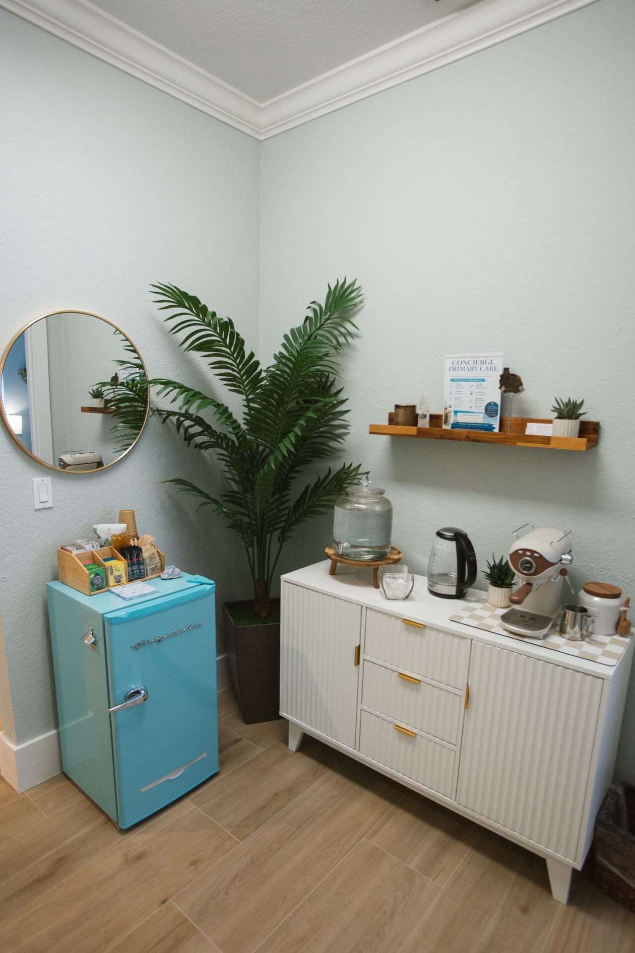 Patient refreshment station at Fit for Life Health Services in Naples, FL